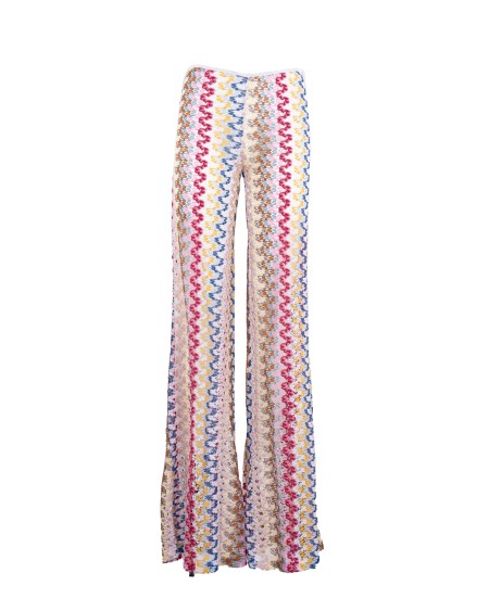 Shop MISSONI  Pantalone: Missoni pantaloni flare a vita bassa in pizzo di viscosa lamé.
Pantaloni a vita bassa.
Pizzo di viscosa mito lamé.
Modello flare.
Composizione: 95%Viscosa, 5%Fibra Metallizzata.
Made in Italy.. MC25SI00 BR0000-S01FQ